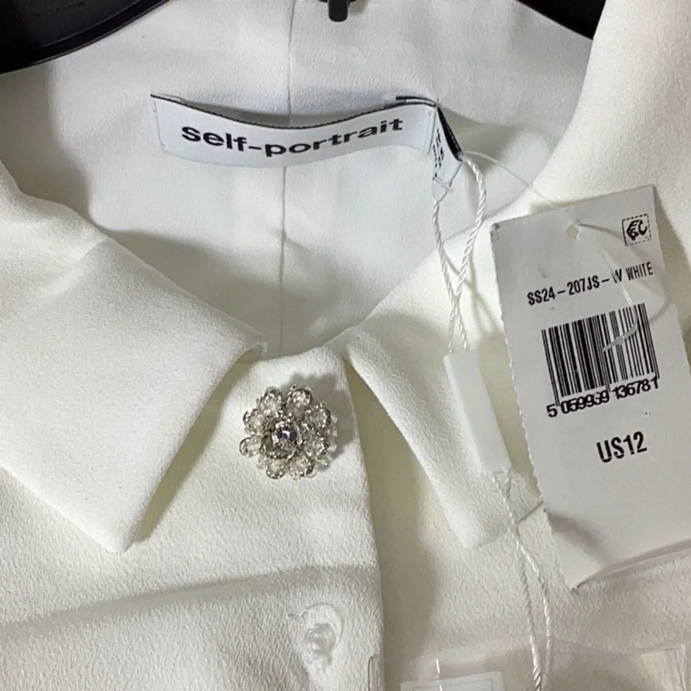Self-Portrait Button up vest top sleeveless with placket in white